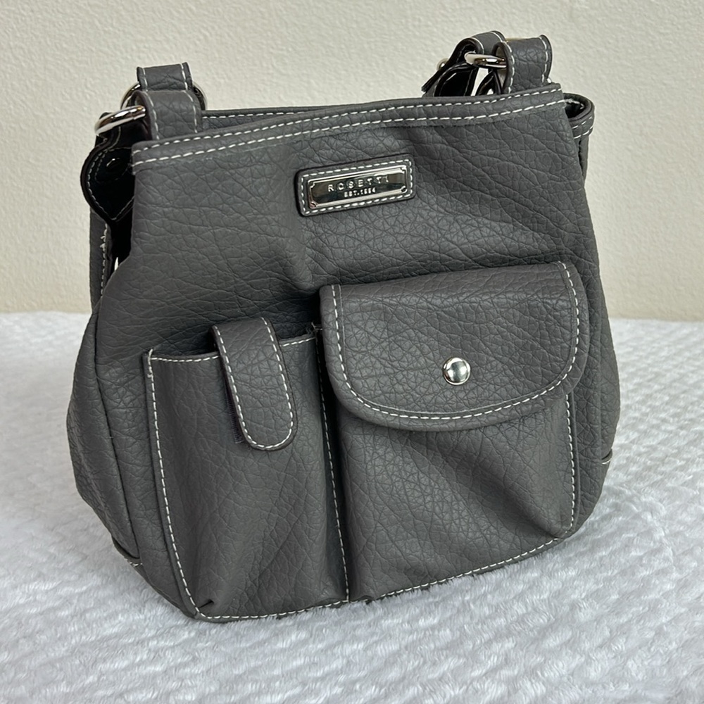 Rosetti Gray Mini Tote Shoulder Bag Faux Leather Vintage Purse